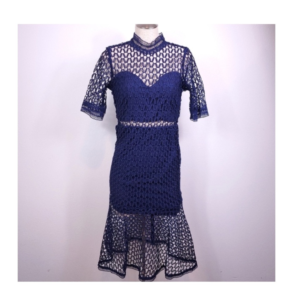 Bardot FIONA MESH DRESS French Navy 6 - Picture 2 of 12